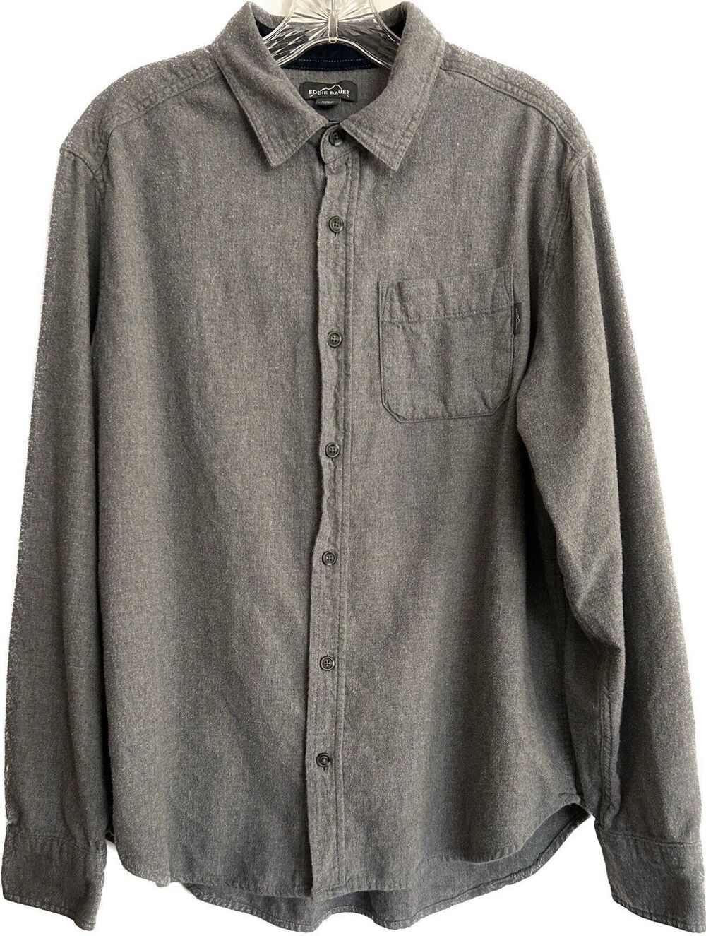 Eddie Bauer Shirt Cotton Flannel Long Sleeve Casual Men’s XL Grey